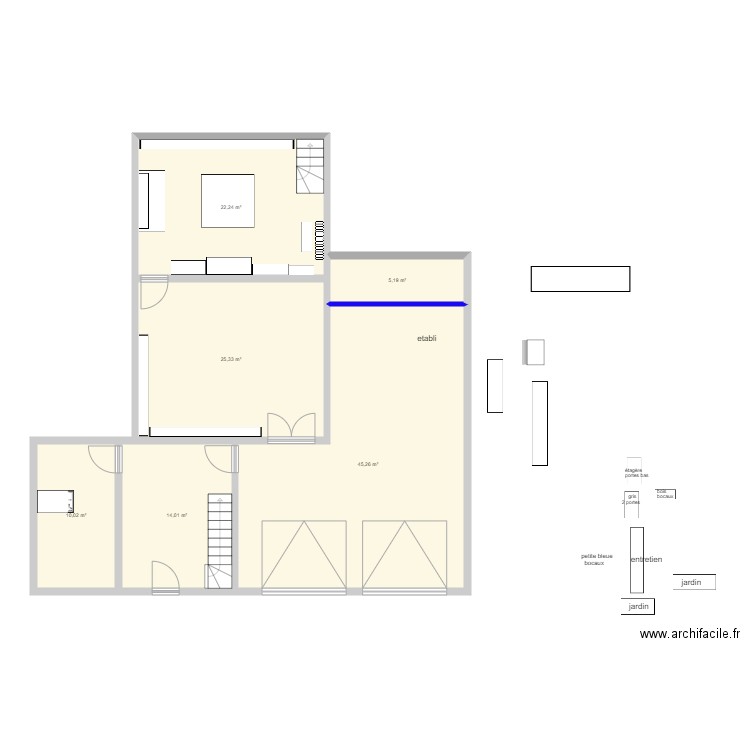 LE JARD GARAGE. Plan de 6 pièces et 122 m2