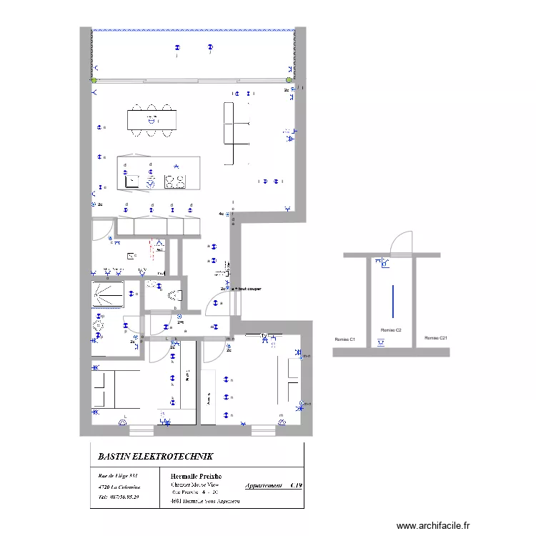 Appartement  Meuse View B&acirc;timent C19 traditionnelle. Plan de 