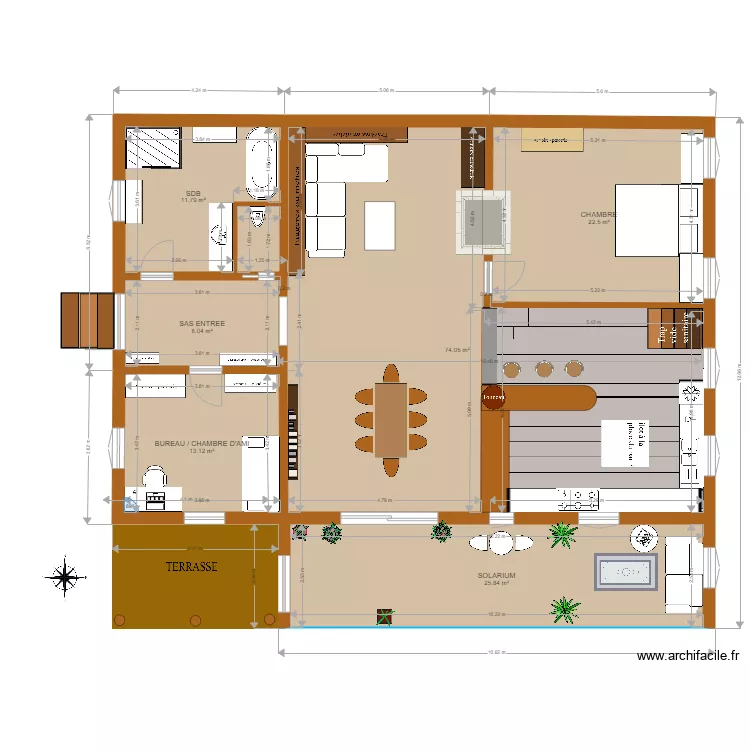 Plan maison bois V5. Plan de 