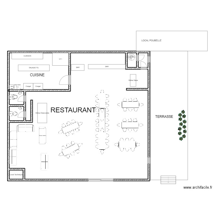 tripo rdc. Plan de 6 pièces et 300 m2