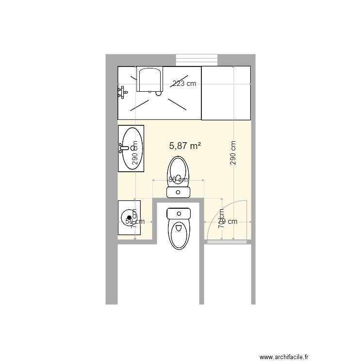 mungroo. Plan de 1 pièce et 6 m2