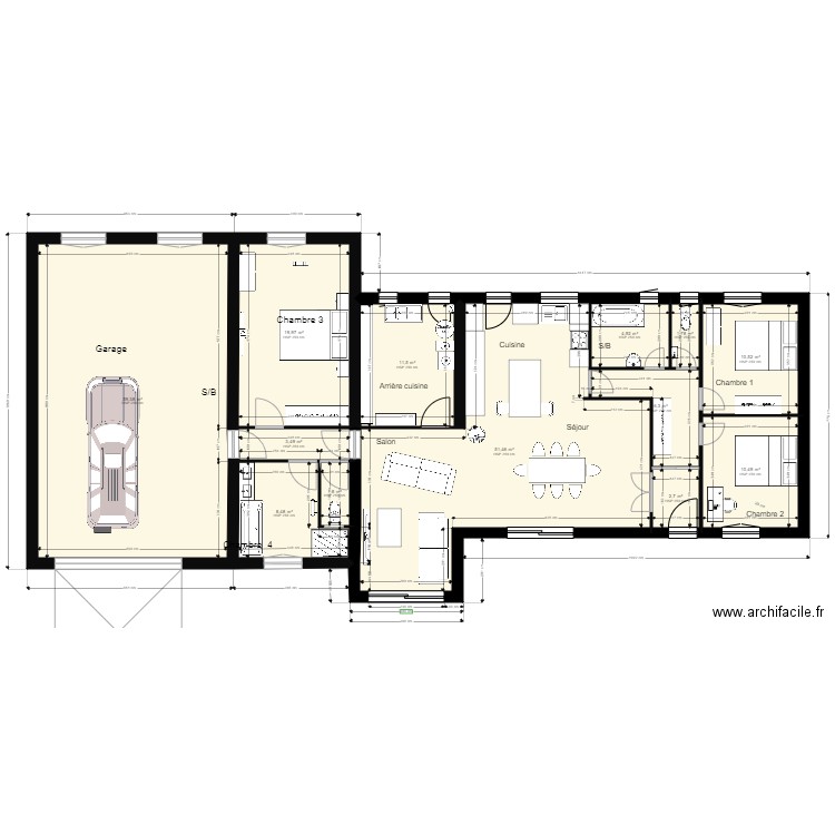 PLAN RDC PLEIN PIED S de B  FACADE GRAND GARAGE 14 092021. Plan de 0 pièce et 0 m2