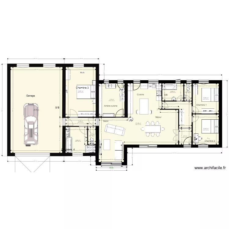 PLAN RDC PLEIN PIED S de B  FACADE GRAND GARAGE 14 092021. Plan de 