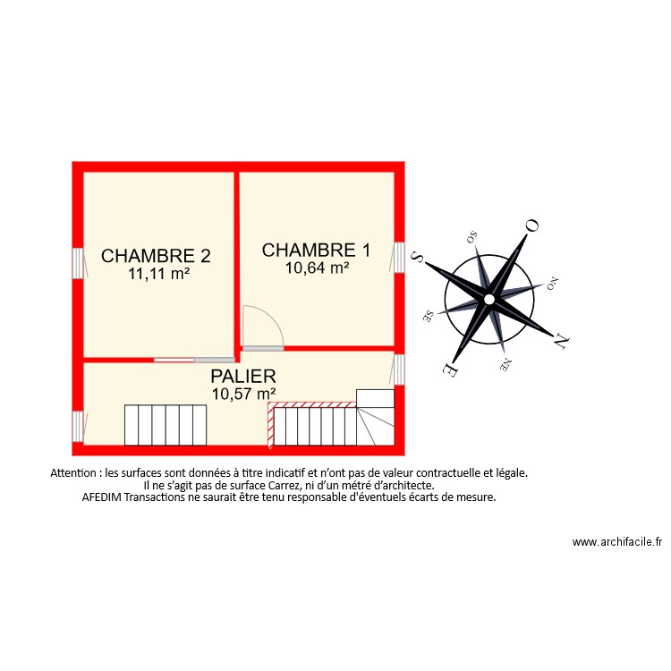 BI8631 ETAGE. Plan de 3 pièces et 32 m2