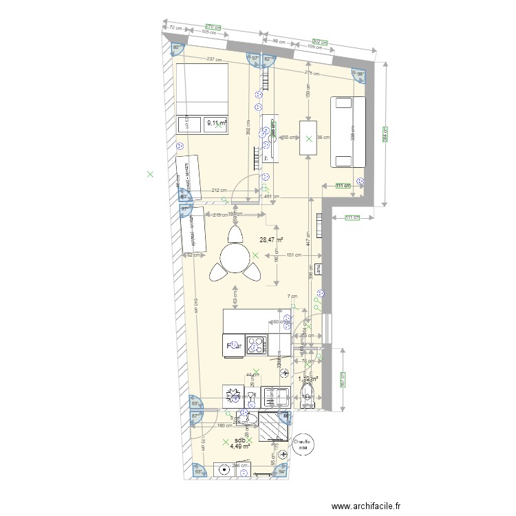 OLIVIER toulon. Plan de 4 pièces et 43 m2