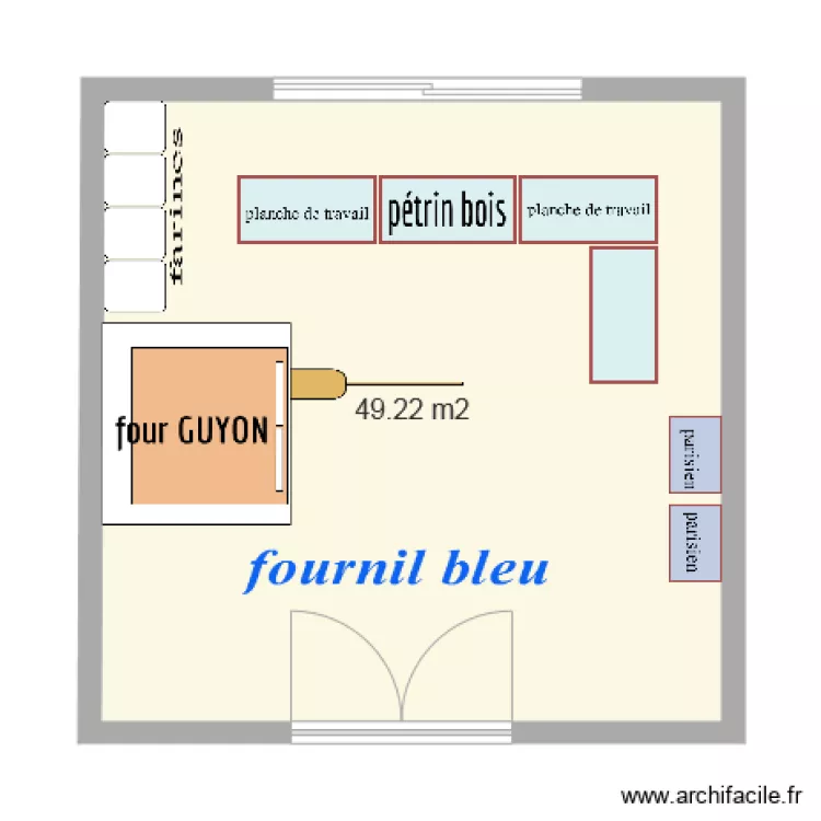 fournil bleu. Plan de fournil bleu. Plan de