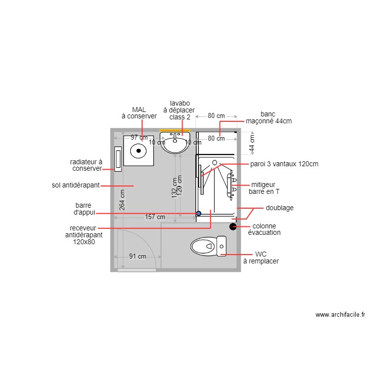 fleurry. Plan de 2 pièces et 6 m2