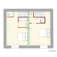 Plan &eacute;tage avec esclier bifurqu&eacute;