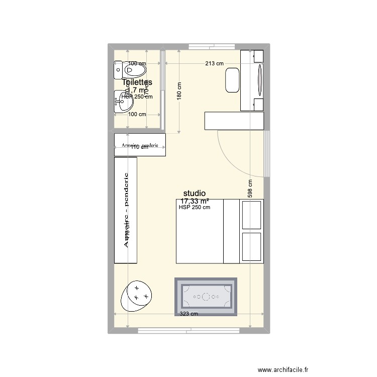 garage/studio (2). Plan de 2 pièces et 19 m2