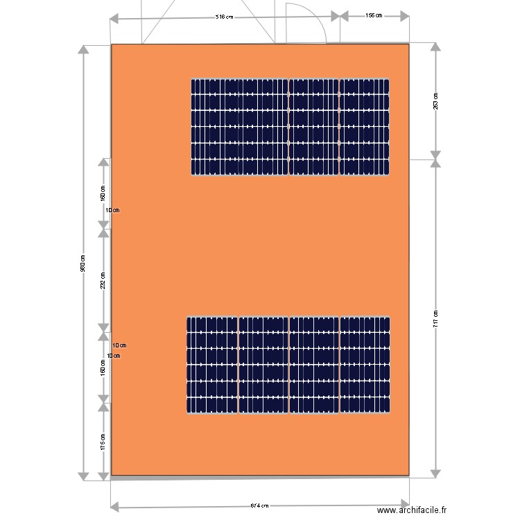 garage mur nord. Plan de 2 pièces et 57 m2