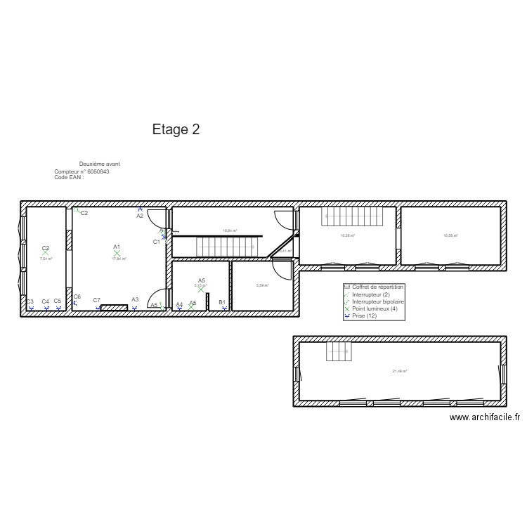 Electricité:Deuxième et troisiéme étage Saint Gilles 302 Liège  . Plan de 0 pièce et 0 m2