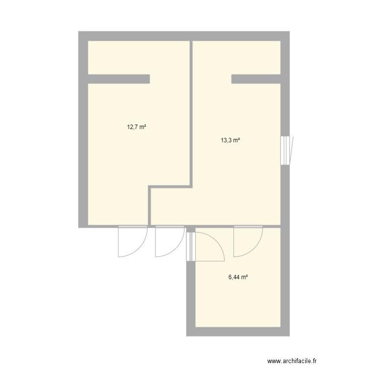 Broyer. Plan de 3 pièces et 32 m2