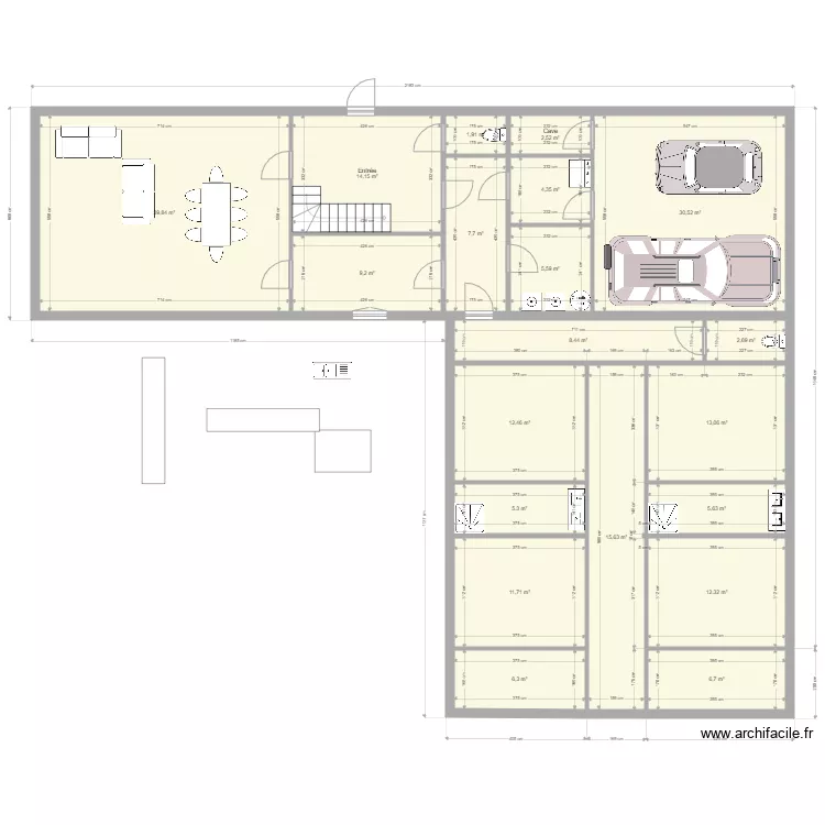 maison vieux hangar. Plan de 