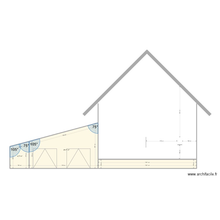 Facade NORD EST Essai 1. Plan de 3 pièces et 39 m2