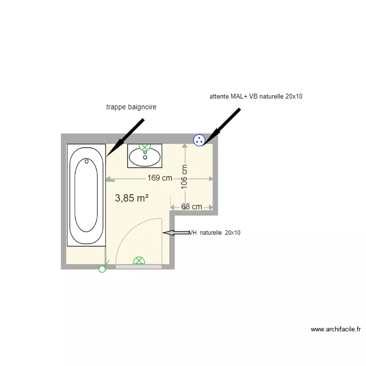 Existant SDB boulogne. Plan de Existant SDB boulogne. Plan de