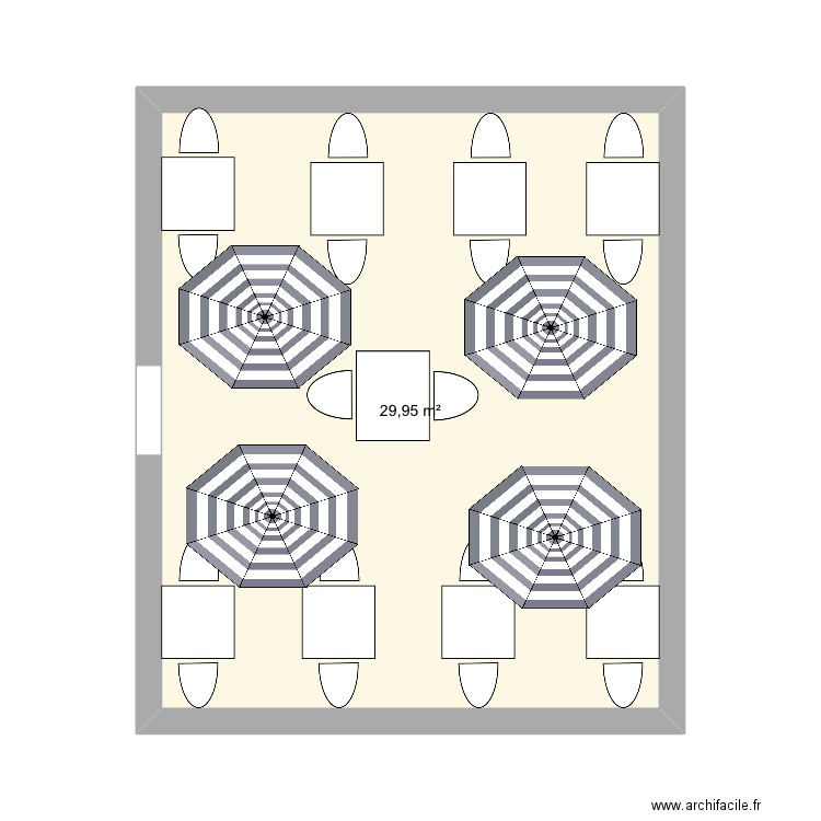 Autour d’1 Poulet croquis terrasse. Plan de 1 pièce et 30 m2