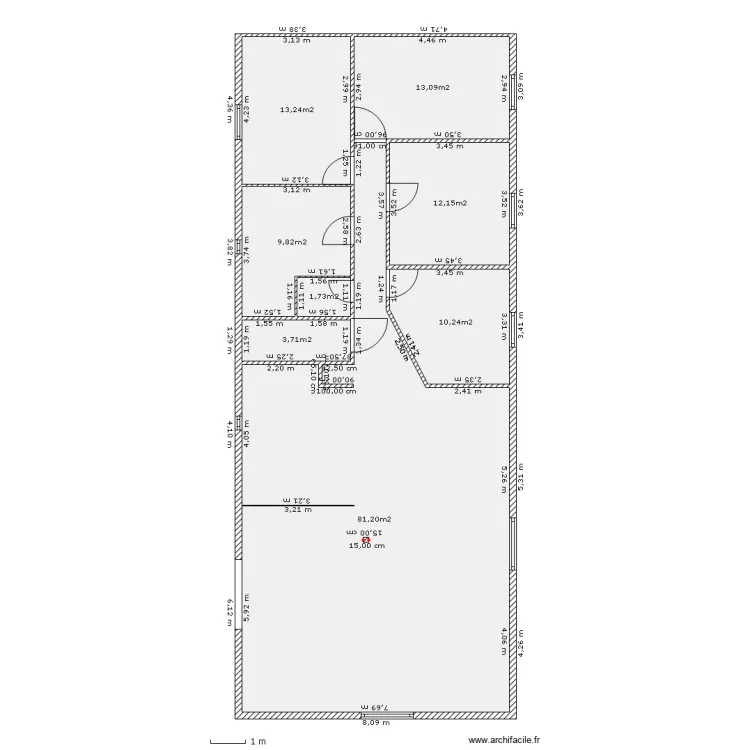 VRAIES MESURES mais les cloisons pas encore là, sauf fenêtres. Plan de VRAIES MESURES mais les cloisons pas encore là, sauf fenêtres. Plan de