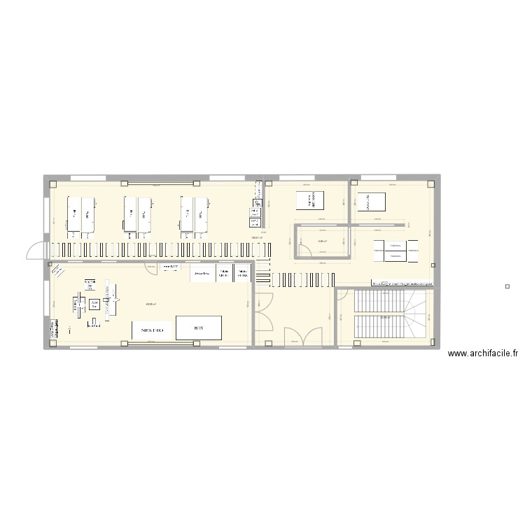 Implantation3. Plan de 4 pièces et 256 m2