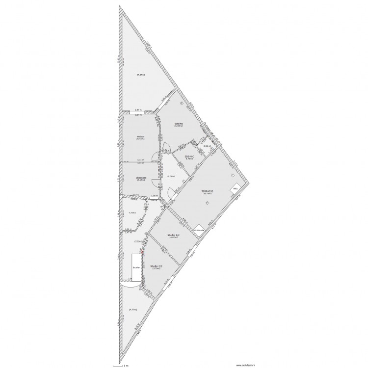 New F4-Terrasse ou F2 Studio. Plan de 0 pièce et 0 m2