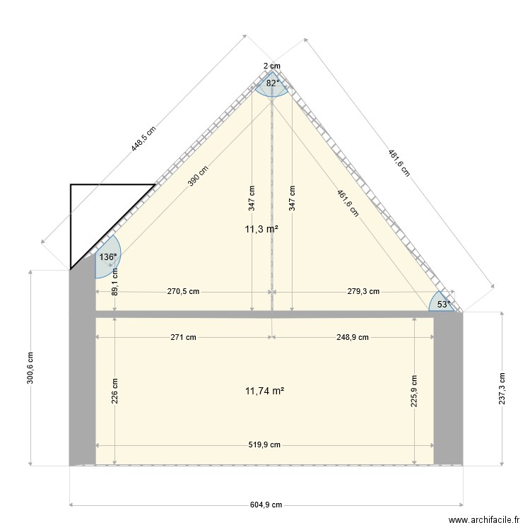 Plan de coupe lucarne 01. Plan de 0 pièce et 0 m2