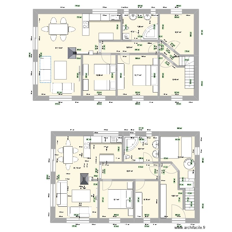 Krajša l. Plan de 15 pièces et 176 m2