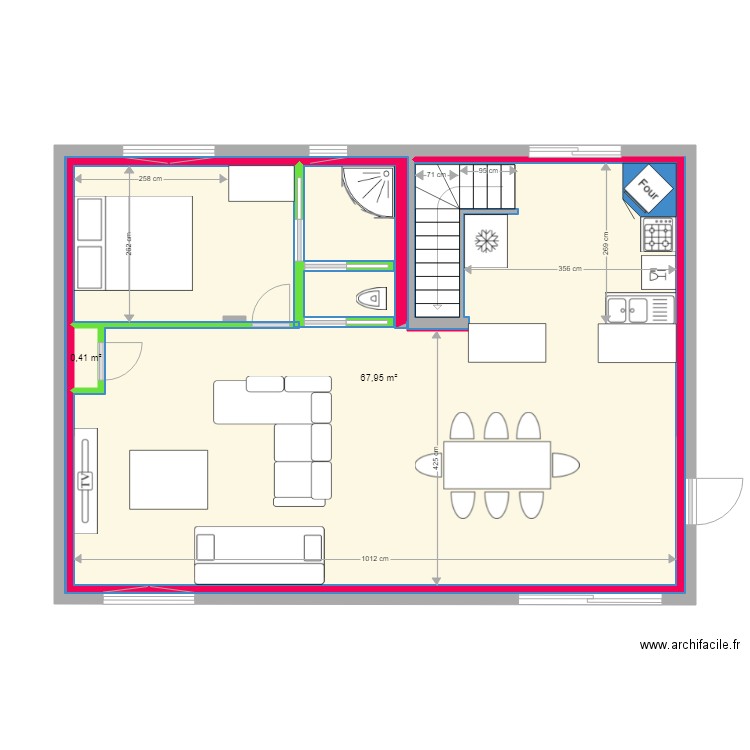 Garage 2020 n21 Cloisons et Amenagements ++. Plan de 2 pièces et 68 m2