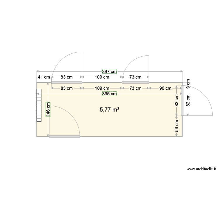 1DE K 27. Plan de 1 pièce et 6 m2