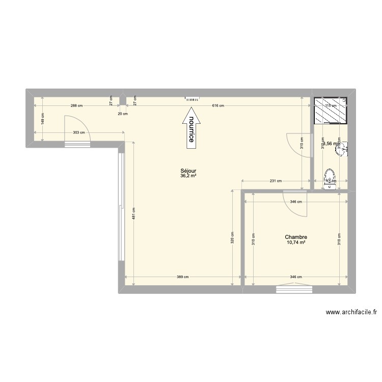 Gardon . Plan de 3 pièces et 51 m2