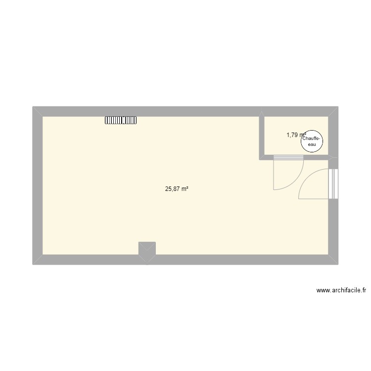 vestiaire. Plan de 2 pièces et 28 m2