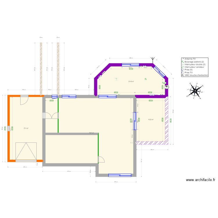 Projet Extension en L. Plan de 0 pièce et 0 m2
