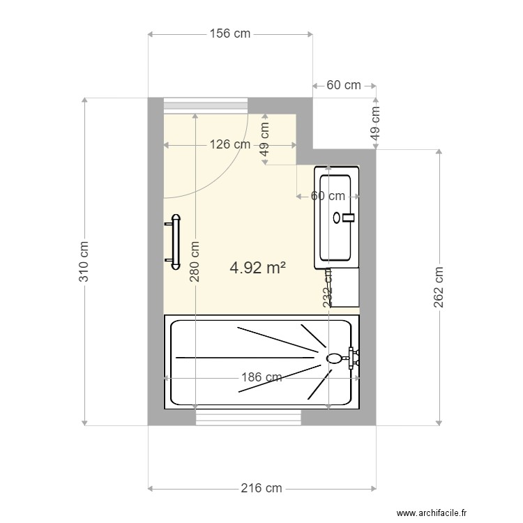 Gillard. Plan de 1 pièce et 5 m2