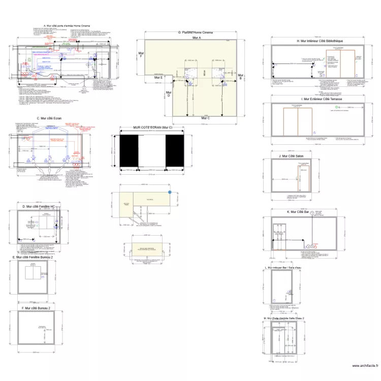Mur C&ocirc;t&eacute; Porte. Plan de 