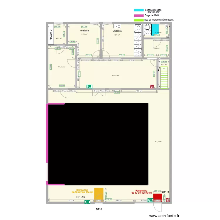 YODA FIGHT SCHOOL plan apr&egrave;s travaux. Plan de 