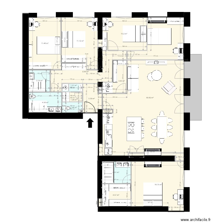 29 crs FR v10. Plan de 20 pièces et 148 m2