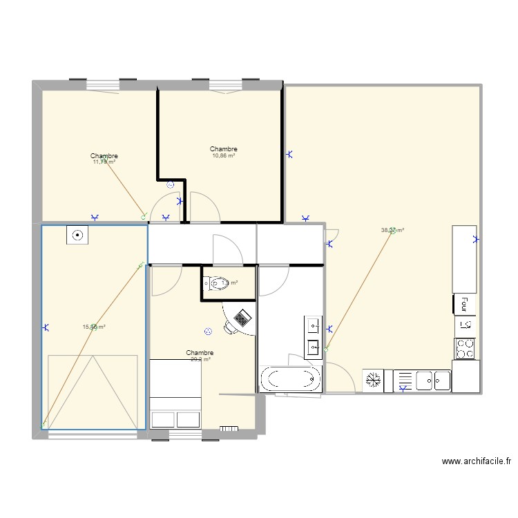 Maison CAMUS 80m. Plan de 6 pièces et 89 m2