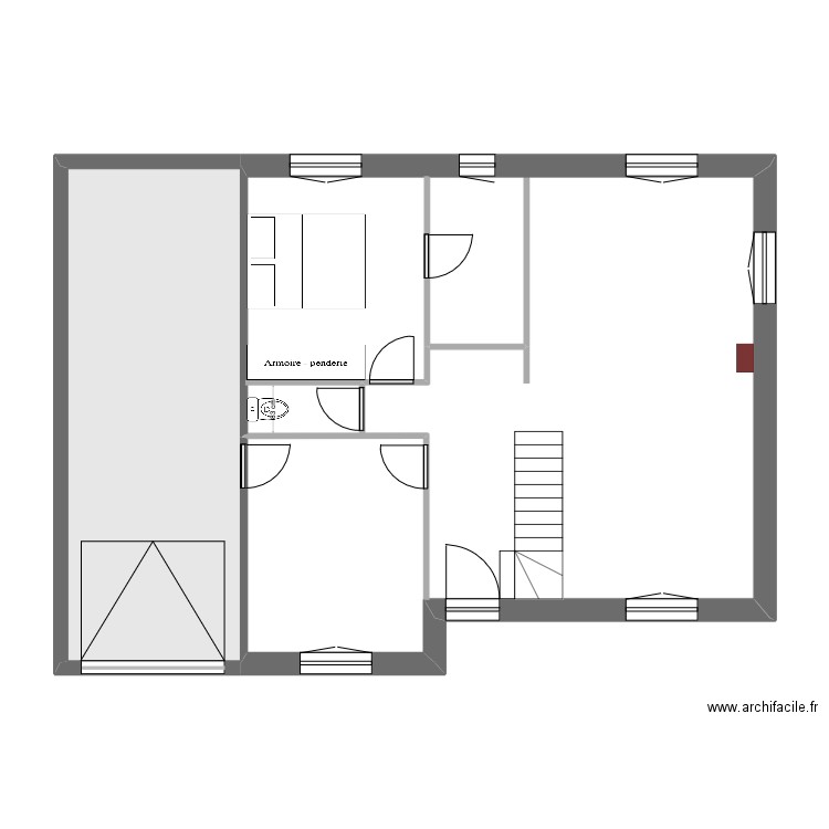 Grèbes 27 - RdC. Plan de 2 pièces et 87 m2