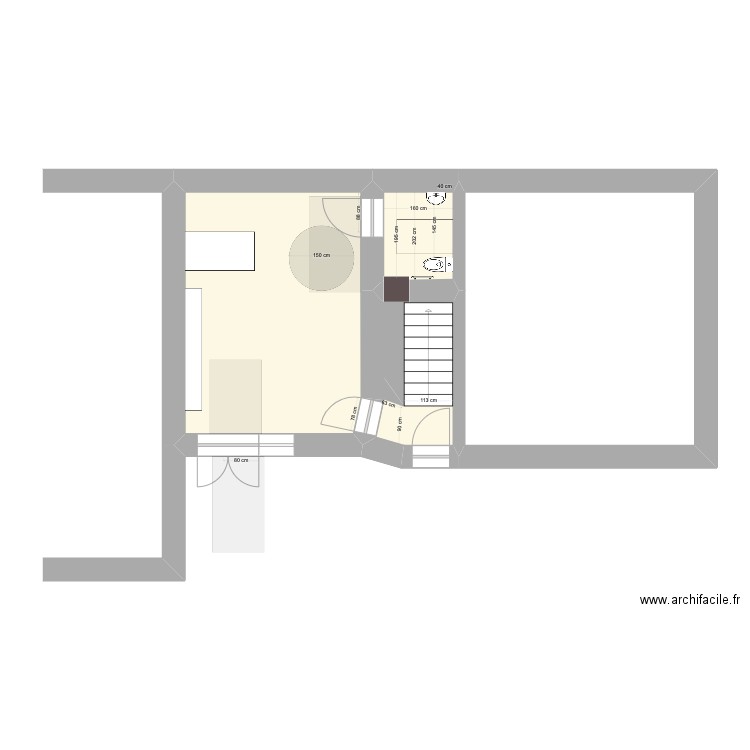 MAIRIE MONTJOYER 1. Plan de 4 pièces et 60 m2