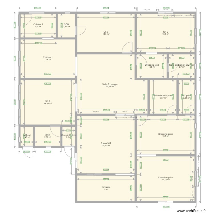 Maman Ferdy VF. Plan de 46 pièces et 480 m2