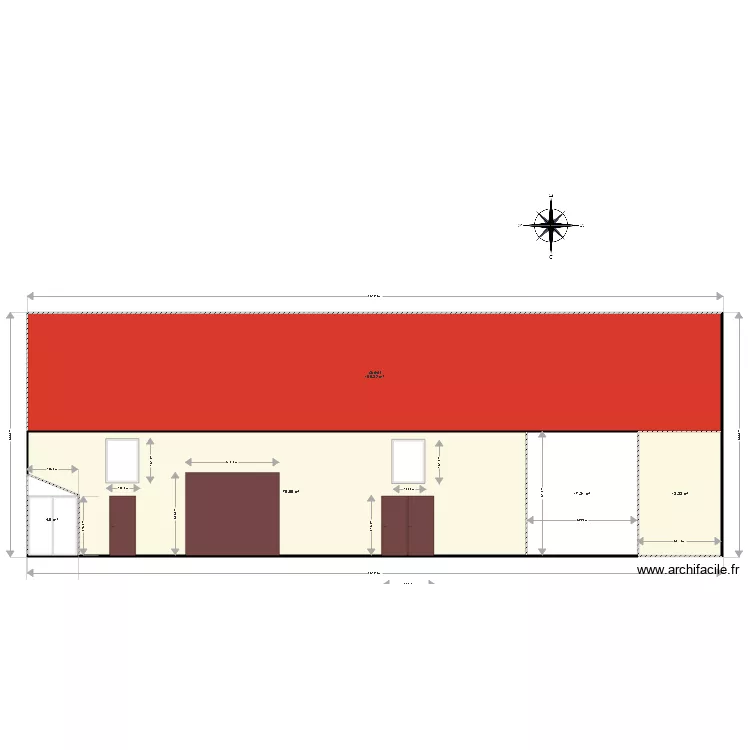 Fa&ccedil;ade ouest v&eacute;randa 1. Plan de 