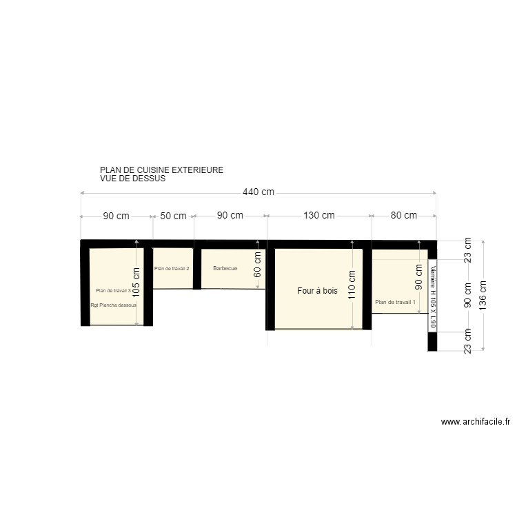 CUISINE EXT VUE DE DESSUS . Plan de 0 pièce et 0 m2