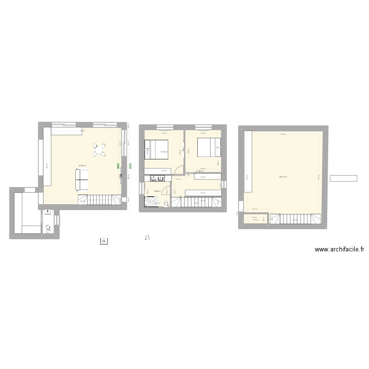 MAISON. Plan de 5 pièces et 131 m2