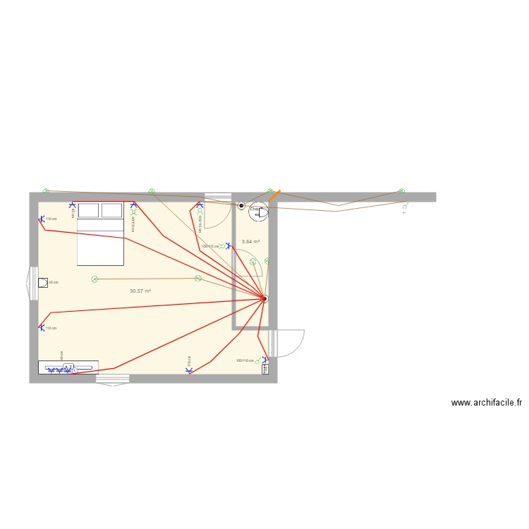 Maison Gombert. Plan de 2 pièces et 34 m2