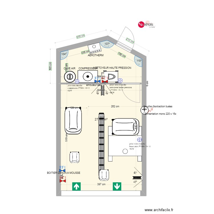 CLAUDE BERNARD. Plan de 1 pièce et 27 m2