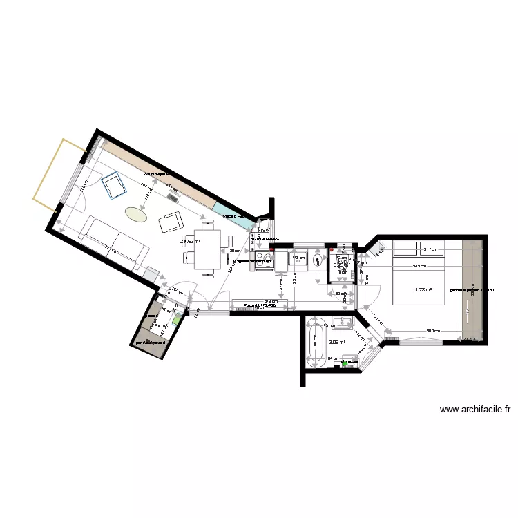 Plan projet d&eacute;finitif appartement P&ecirc;cheux 16 11 18. Plan de 