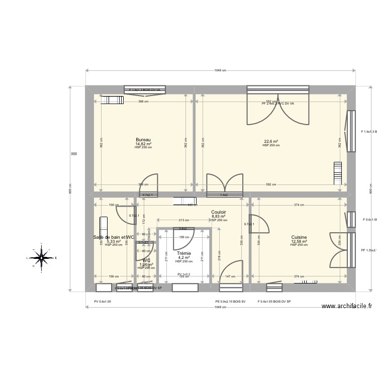 Larquier. Plan de 19 pièces et 209 m2