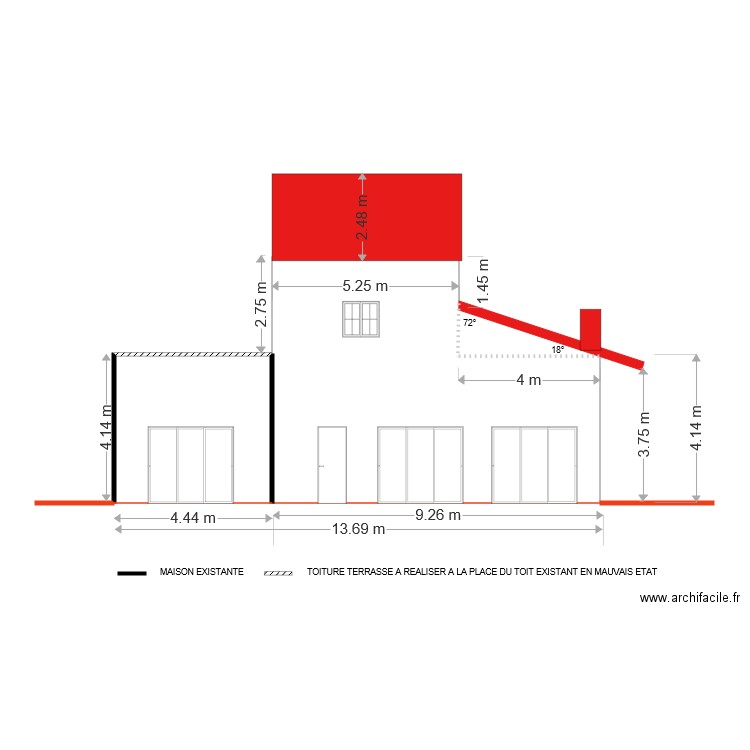 facade Est TERRAIN. Plan de 0 pièce et 0 m2