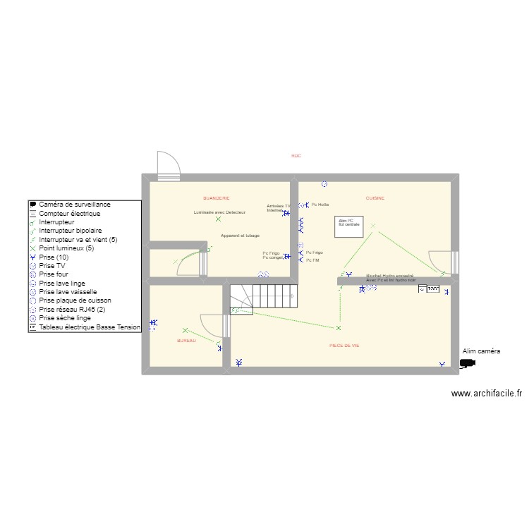 Toorens RDC. Plan de 4 pièces et 65 m2