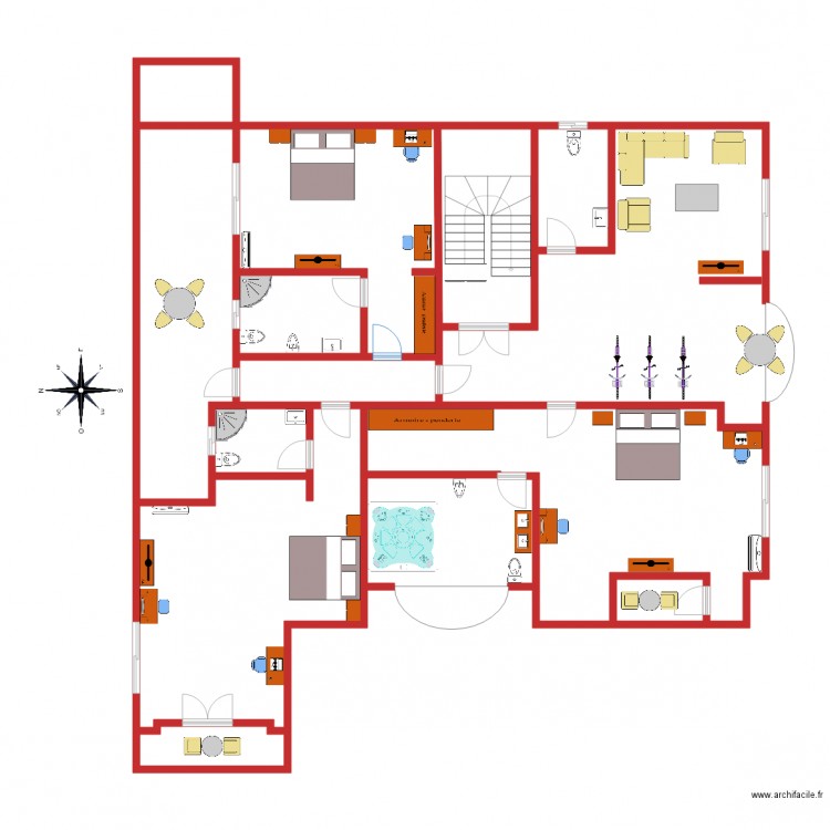 jocelyn Benin premier etage. Plan de 8 pièces et 101 m2