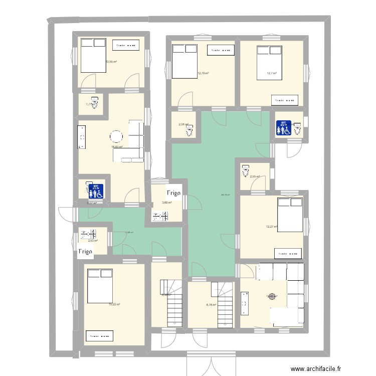 DIOMANSY. Plan de 17 pièces et 123 m2