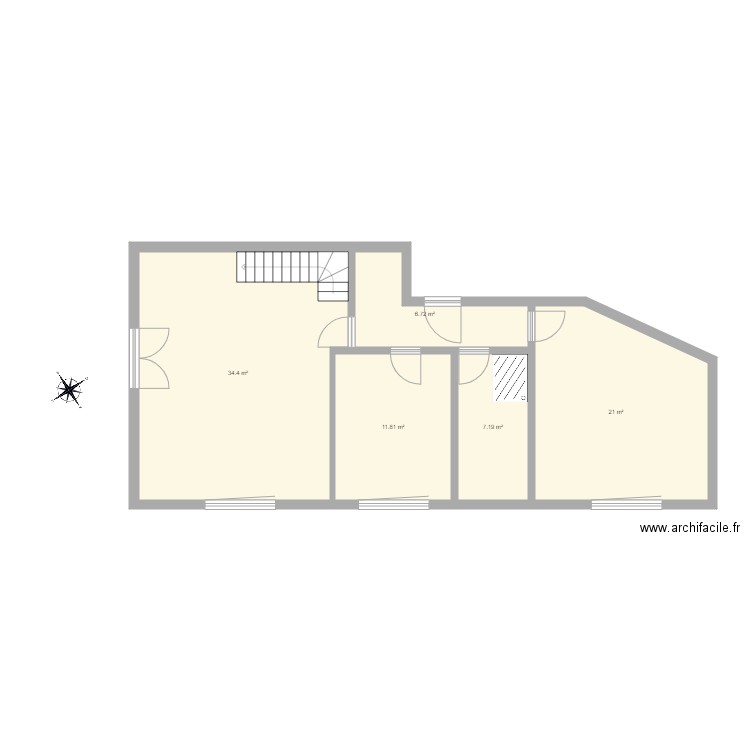Appartement. Plan de 5 pièces et 81 m2